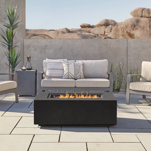 Aegean 42" Propane or Natural Gas Fire Pit Table in Black Steel